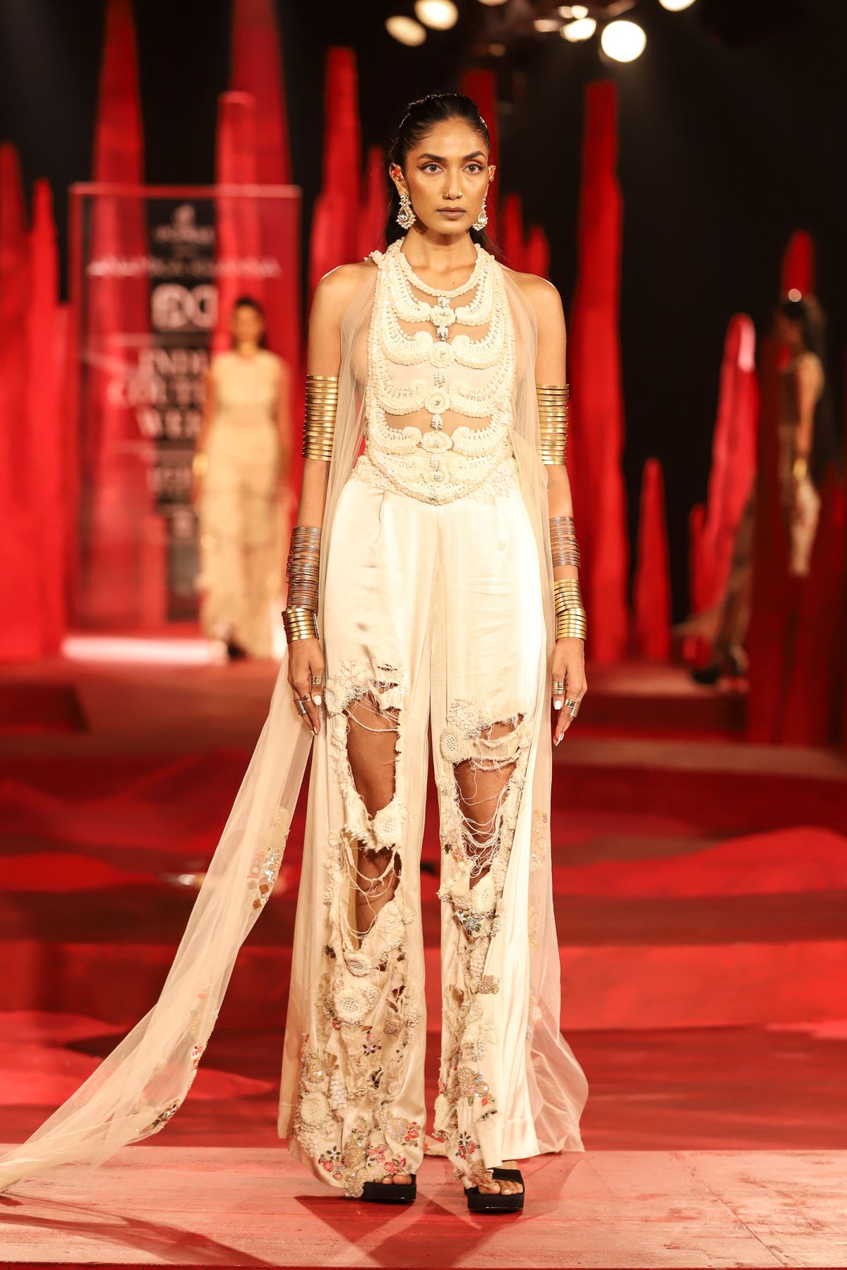 Fashion model posing on a runway in New Delhi (stock photo)